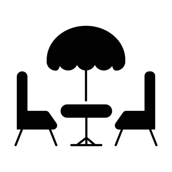 Café terrasse, deux chaises sous le panneau parapluie — Image vectorielle