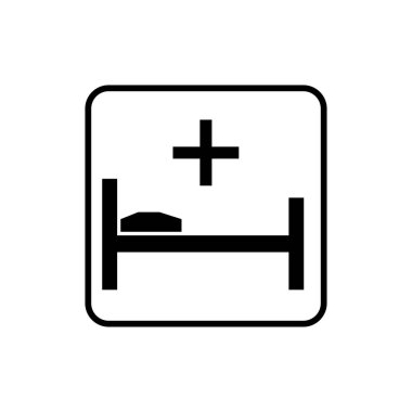 Hastane tabelası. Ranza yastık ve çapraz işareti