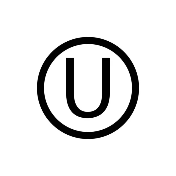 円記号の文字 U。白い背景。ヘッシャー、またはコス — ストックベクタ
