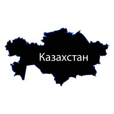 Beyaz arka plan üzerinde Kazakistan harita işareti. Kazaksta Kitabesi
