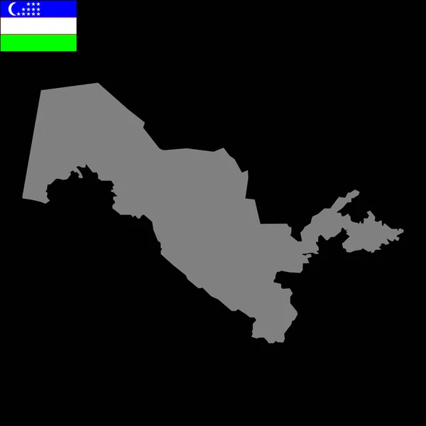 Uzbekistán mapa y señal de bandera tricolor — Archivo Imágenes Vectoriales