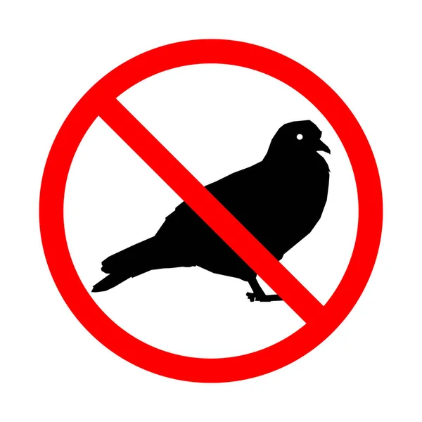 Знак запрета. Никаких голубей. Голубь в вычеркнутом круге — стоковый вектор