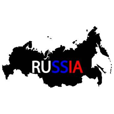 Rusya harita işareti. İngilizce'de Rusya kelimesi ve th renkleri