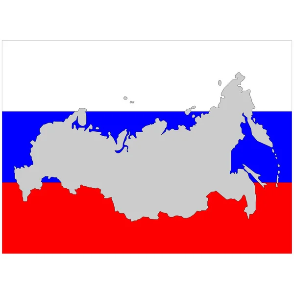 Rússia mapa e sinal de bandeira. Branco sinal azul e vermelho — Vetor de Stock