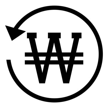 İade işareti. Kore Para kazandı. Daire ok işareti.