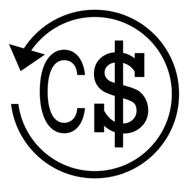 İade işareti. Kanada Doları para birimi. Daire ok işareti.