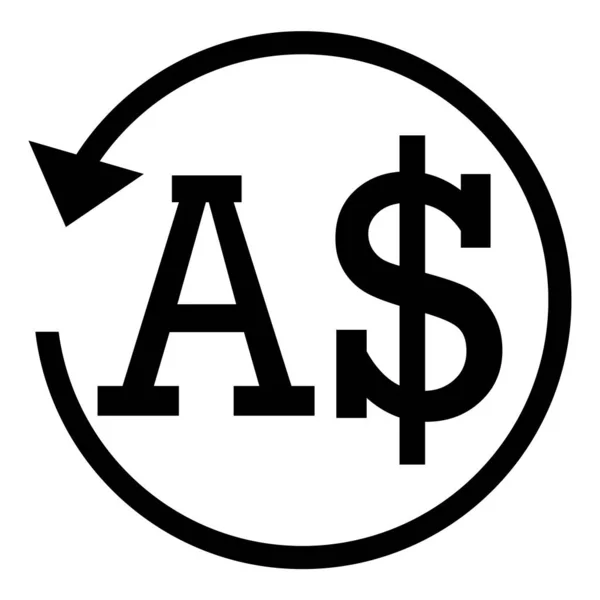 Erstattungszeichen. Australischer Dollar. Kreis-Pfeilzeichen. — Stockvektor