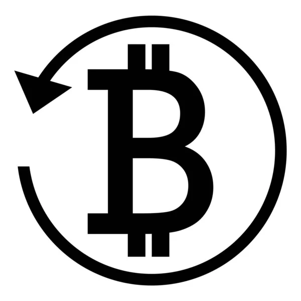 Πινακίδα επιστροφής χρημάτων. Bitcoin νόμισμα. Κυκλικό σύμβολο βέλους. — Διανυσματικό Αρχείο