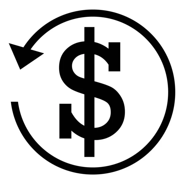 Firma de reembolso. Moneda en dólares estadounidenses. Signo de flecha circular . — Vector de stock