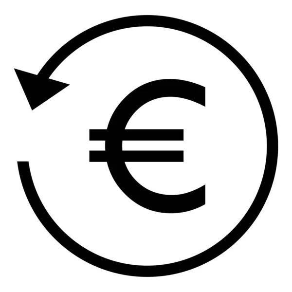 Semn de rambursare. Moneda euro. Semn săgeată cerc . — Vector de stoc