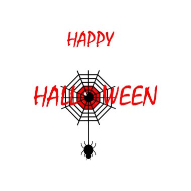 İngilizce Cadılar Bayramı mesajınız kutlu olsun. Ağda bir göz ve bir örümcek işareti var..