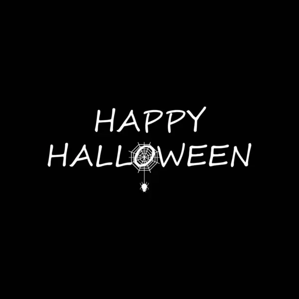 Happy Halloween Text Banner Spider Web Spider Sign Black Background — Stock Vector