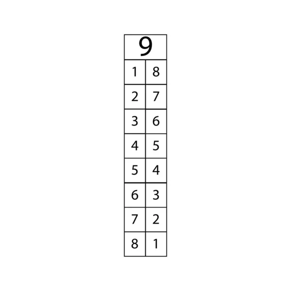 Composición Del Número Nueve Signo Mesa — Archivo Imágenes Vectoriales