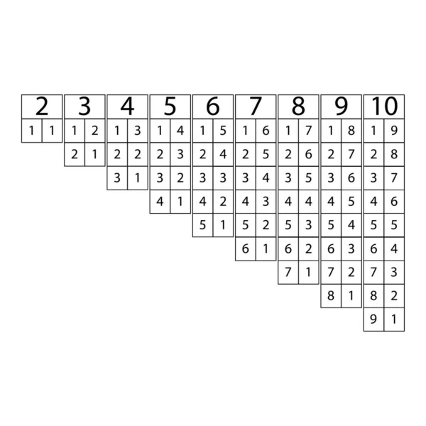 Composición Del Número Signo Tabla Desarrollo — Archivo Imágenes Vectoriales