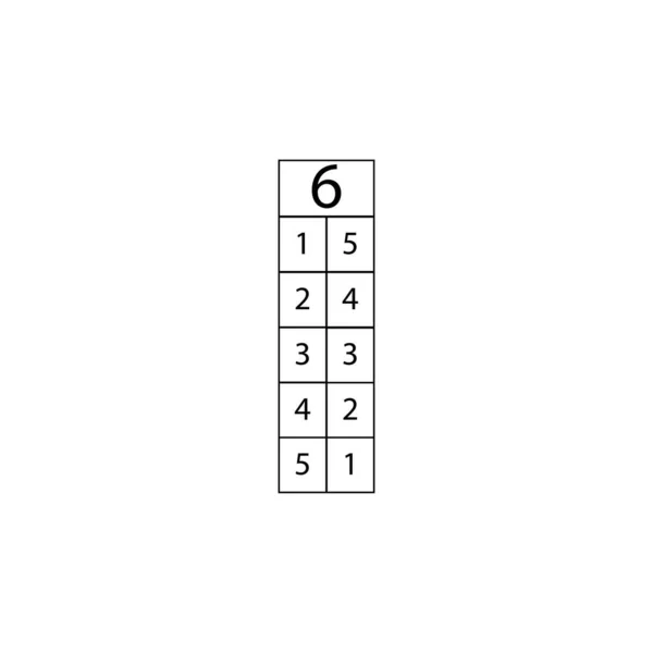 Composición Número Seis Signo Mesa — Archivo Imágenes Vectoriales