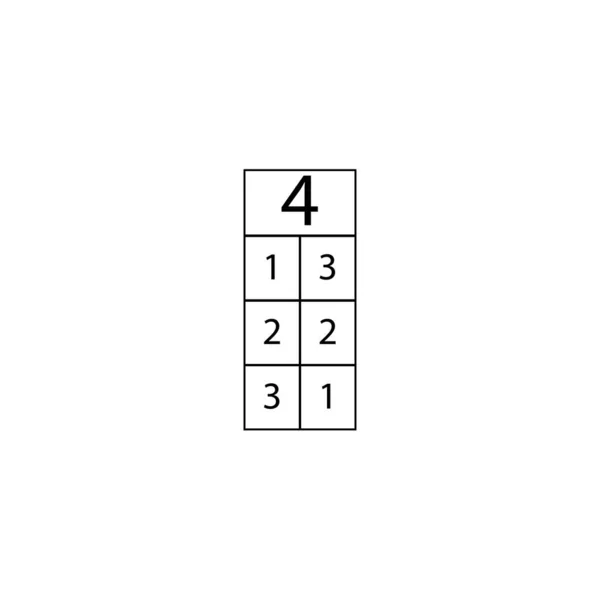Composición Del Número Cuatro Signo Mesa — Archivo Imágenes Vectoriales