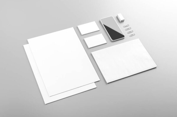 Photo. Template for branding identity. For graphic designers presentations and portfolios. Identity Mock-up isolated on gray and white background. Identity set mock-up. Photo mock up.