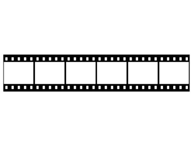 Siyah film şerit simgesi beyaz arka planda izole edilmiş. Vektör illüstrasyonu.