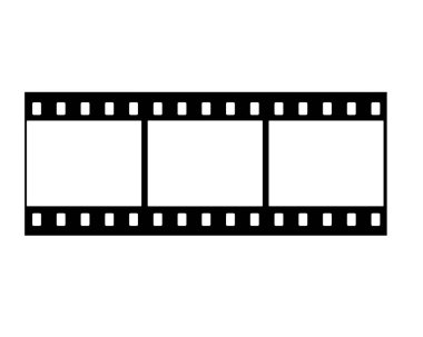 Siyah film şerit simgesi beyaz arka planda izole edilmiş. Vektör illüstrasyonu.