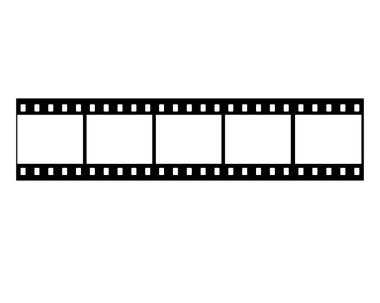Siyah film şerit simgesi beyaz arka planda izole edilmiş. Vektör illüstrasyonu.