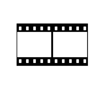 Siyah film şerit simgesi beyaz arka planda izole edilmiş. Vektör illüstrasyonu.