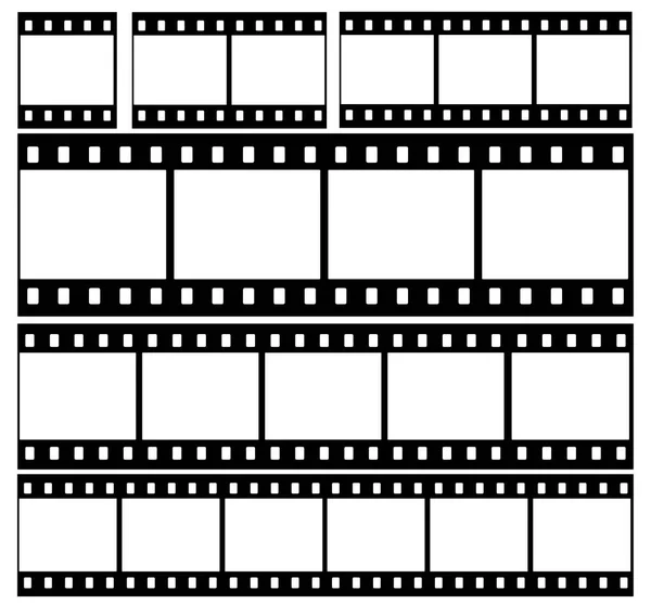 Siyah arka planda izole edilmiş film şeridi simgeleri. Vektör illüstrasyonu.