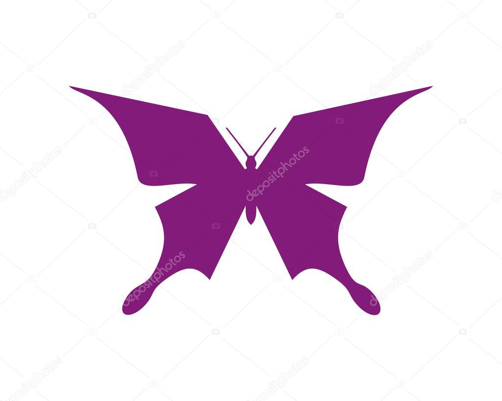 Purple Elegant butterfly flat logo