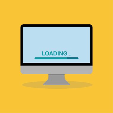 bilgisayar ekran monitörü düz tasarım güzel simge