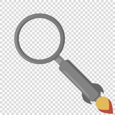 düz tasarım gri renkli roket büyüteç