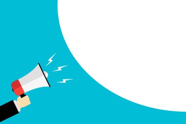 el bir megafon simgesi pazar duyuru düz tutarak