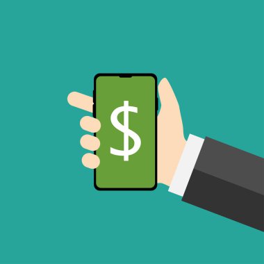 dolar simgesi gösteren düz tasarımlı telefon