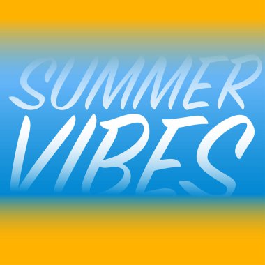 yaz vibes mavi sarı arka plan beyaz harfler