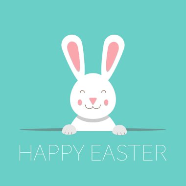 komik tavşan ile mutlu paskalya tebrik kartı