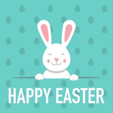 komik tavşan ile mutlu paskalya tebrik kartı