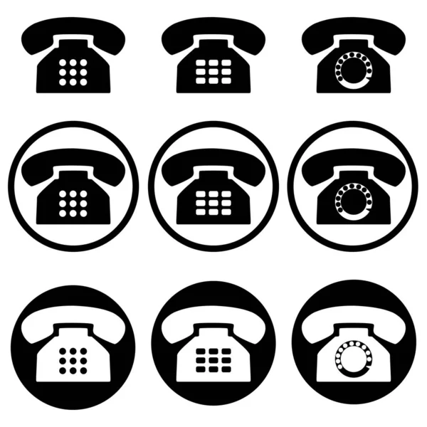 Conjunto de nove ícones de número de contato de telefone — Vetor de Stock