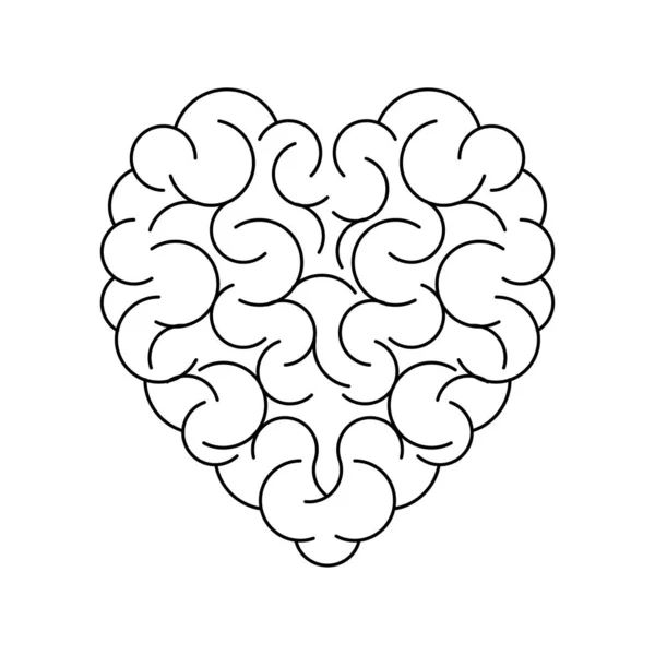 Cerveau sous forme de coeur fond vide — Image vectorielle