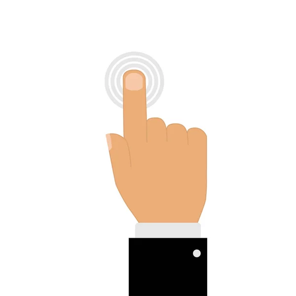 Hand mit Zeigefinger auf Knopfhintergrund — Stockvektor