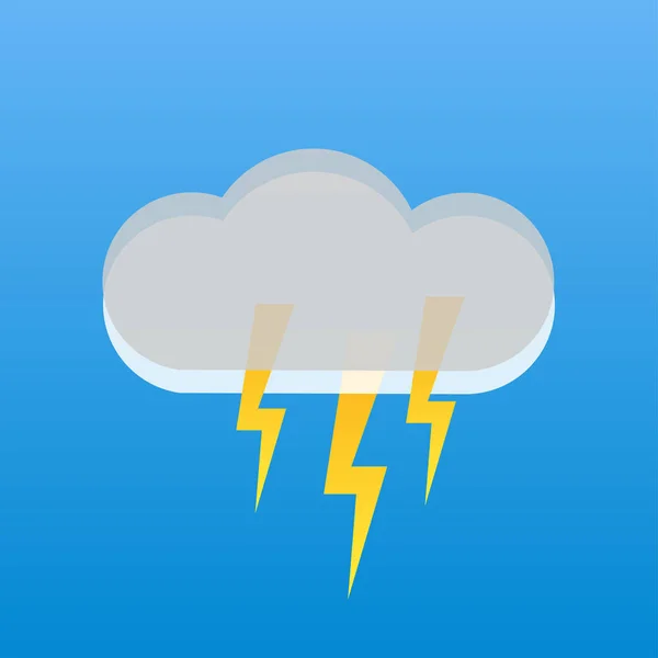 Thunder storm in grey clouds blue sky — Stock Vector