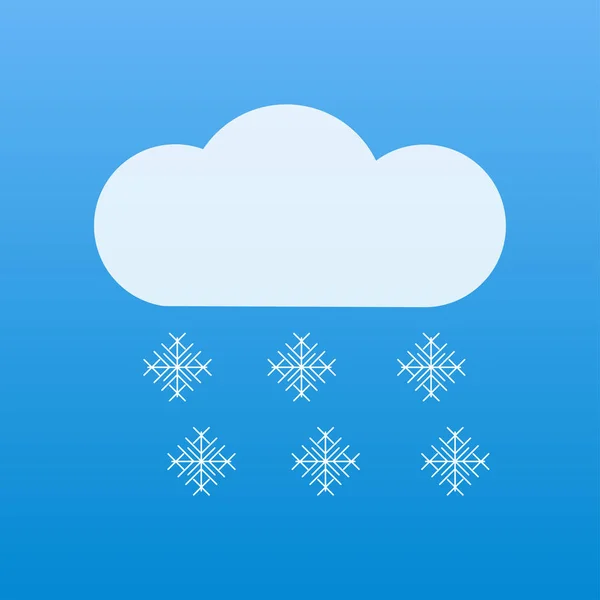 Neve ícone flocos de neve caindo de nuvens — Vetor de Stock