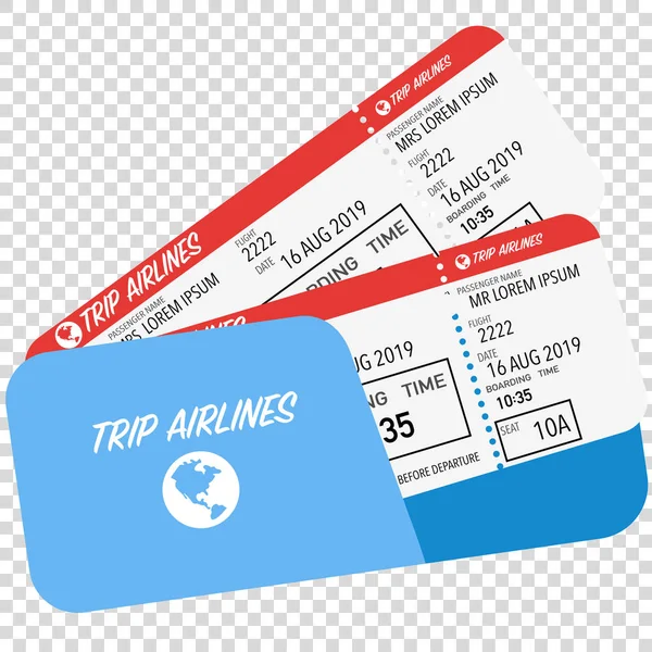 Billet d'avion pour l'embarquement des passagers rouge — Image vectorielle
