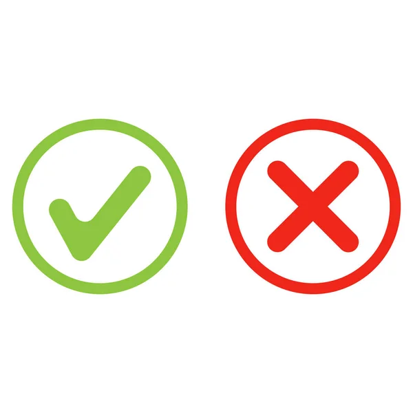 Sí no verde y rojo vector icono — Vector de stock