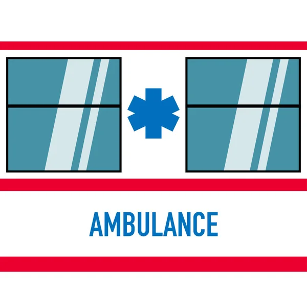 Coche ambulancia en diseño plano blanco rojo — Vector de stock