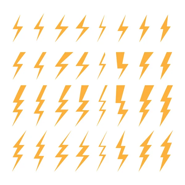 Set Few Types Thunder Lightning Flash Bolt — Stock Vector