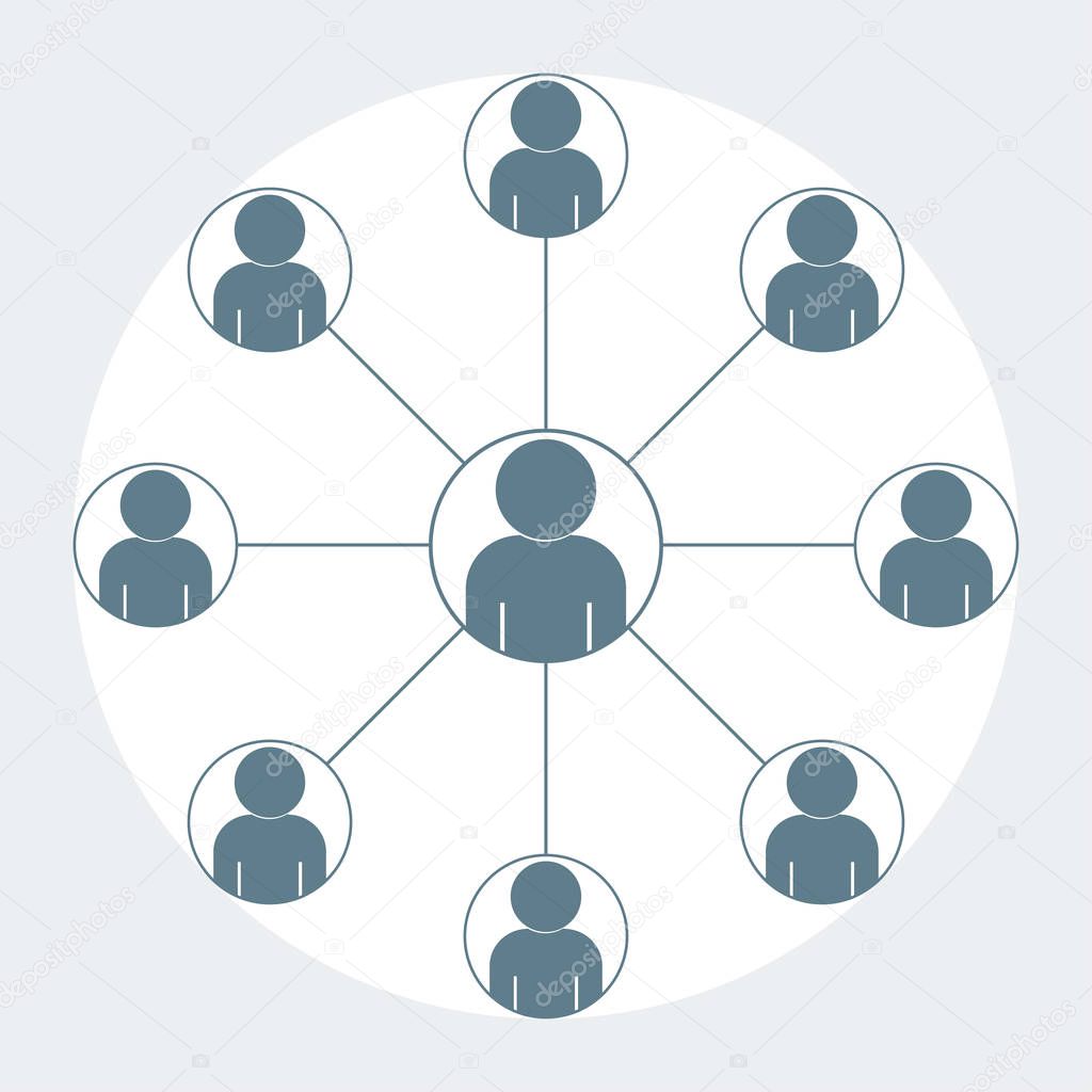 Person icon team working grey cold colour design