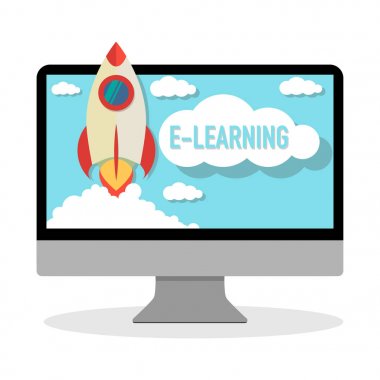 roket fırlatma ile bilgisayarda online ders e-öğrenme