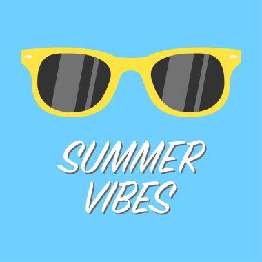 yaz mavi arka plan üzerinde sarı gözlük vibes