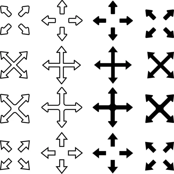 異なる方向を指す矢印のセット — ストックベクタ