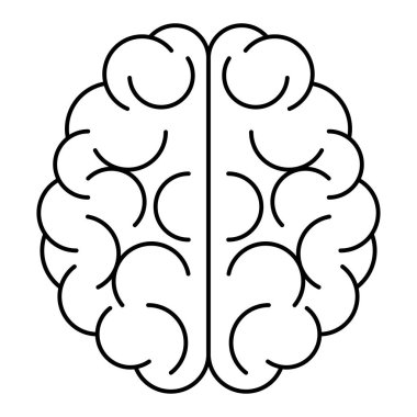 beyin simgesi düz izole anahat beyaz arka plan