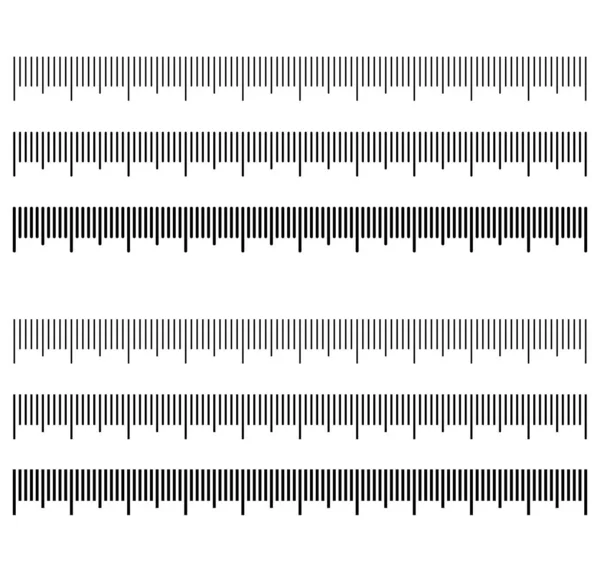 Conjunto de escalas de regla forma de espesor diferente — Archivo Imágenes Vectoriales