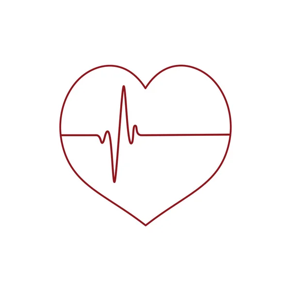 Herz-Symbol mit Herzschlaglinie weißer Hintergrund — Stockvektor